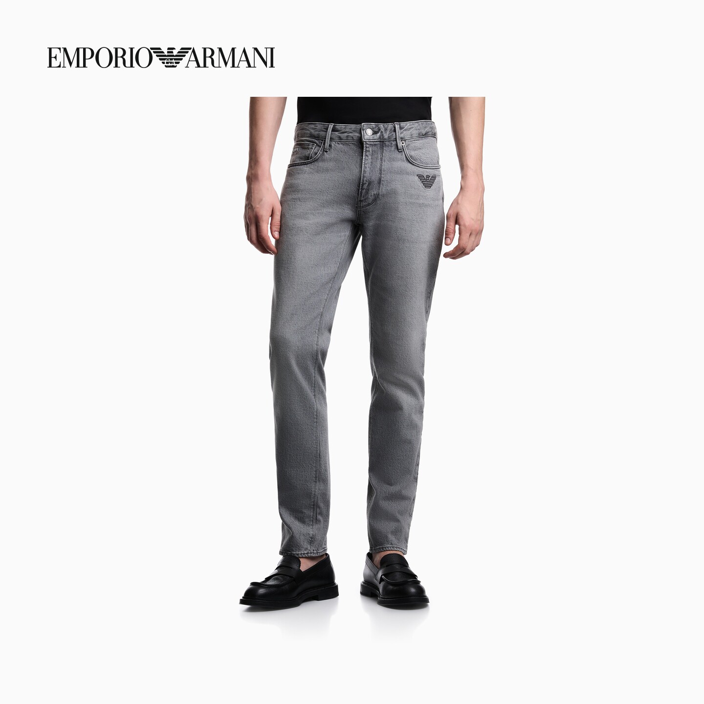 EMPORIO ARMANI/阿玛尼夏季新款男士修身刺绣水洗休闲低腰牛仔裤