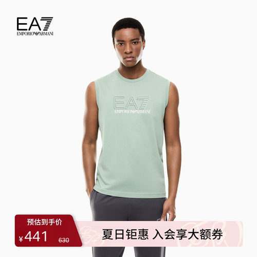 EA7/阿玛尼男士纯棉圆领无袖背心