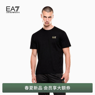 EMPORIO 阿玛尼EA7 春夏男圆领短袖 正肩印花运动纯棉薄T恤 ARMANI