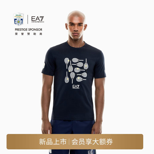 EA7/阿玛尼男士圆领短袖印花T恤
