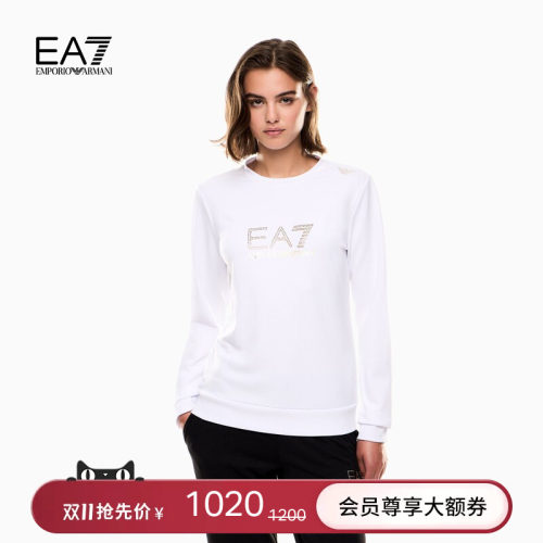 EA7/阿玛尼女士舒适圆领印花卫衣