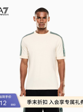 EMPORIO ARMANI/阿玛尼EA7/夏季新款男士圆领短袖撞色休闲运动T恤