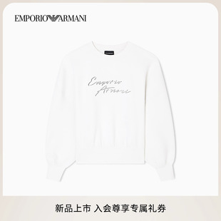 新款 阿玛尼秋季 女士棉质圆领套头刺绣重磅卫衣 ARMANI EMPORIO