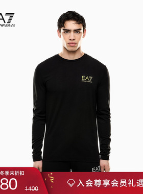 EMPORIO ARMANI/阿玛尼EA7/秋冬新款男圆领长袖休闲运动正肩薄T恤