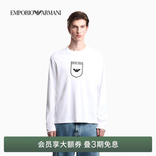 男士 EMPORIO ARMANI 阿玛尼26年春夏新款 正肩刺绣纯棉T恤 圆领长袖