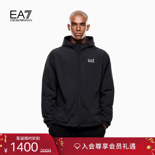 EA7/阿玛尼男士加绒连帽教练夹克
