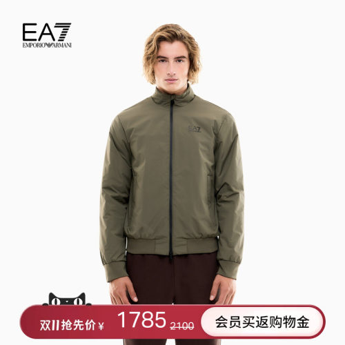EA7/阿玛尼男士立领拉链印花棉服