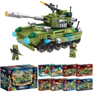 军事系列坦克车飞机小盒拼装 拼插儿童益智玩具礼物 积木小颗粒组装