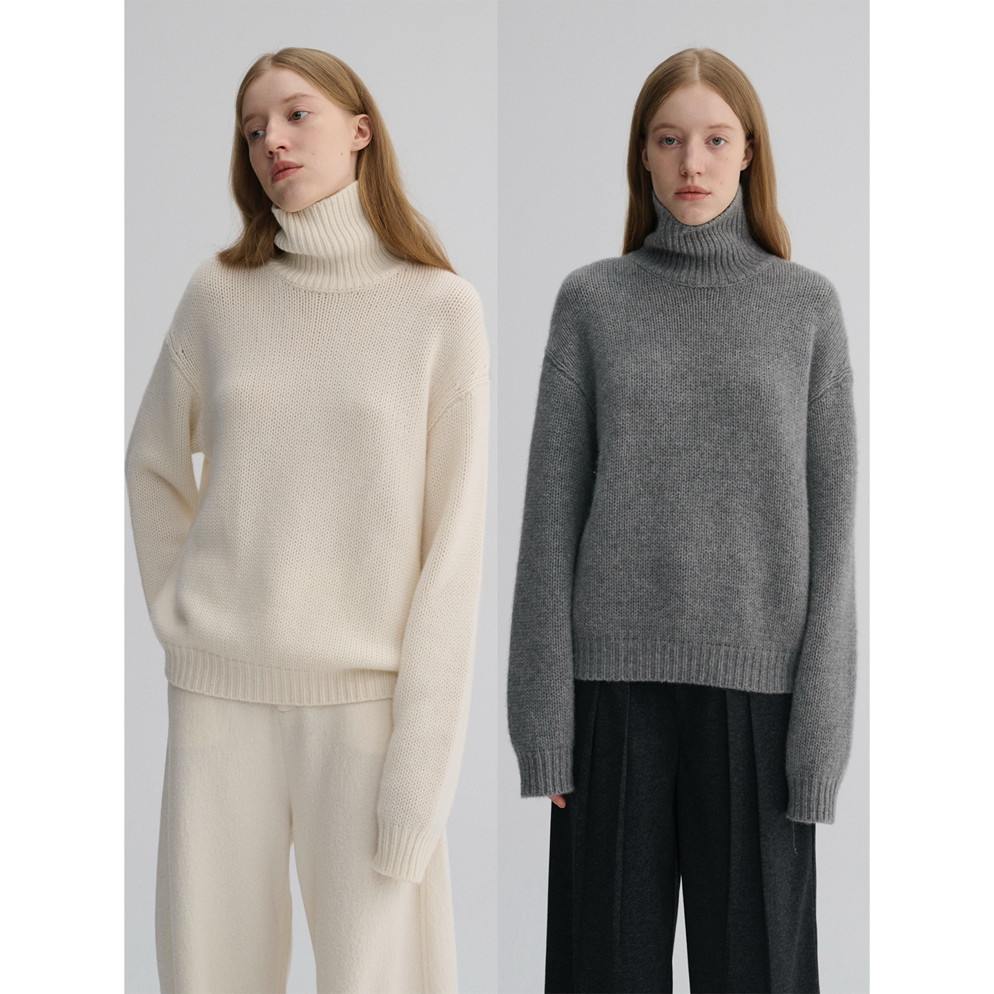 MAISON CECILE 重磅高克重粗针羊绒羊毛加厚保暖廓形松弛高领毛衣