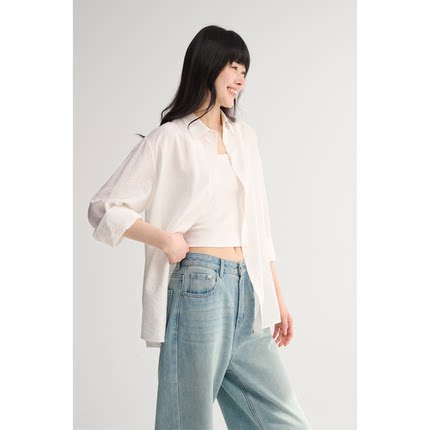 MAISON CECILE三色/定染含桑蚕丝肌理感轻薄百搭宽松长袖衬衫