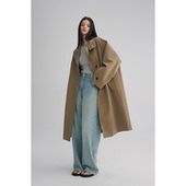 MAISON CECILE 美国匹马棉亚麻肌理感廓形随性单排扣立领风衣