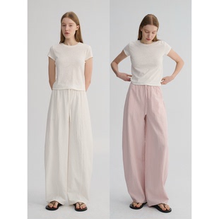 MAISON CECILE 五色|天丝醋酸肌理感踩筋设计显瘦抽绳弧形裤