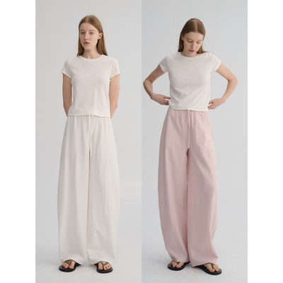 MAISON CECILE 五色|天丝醋酸肌理感踩筋设计显瘦抽绳弧形裤