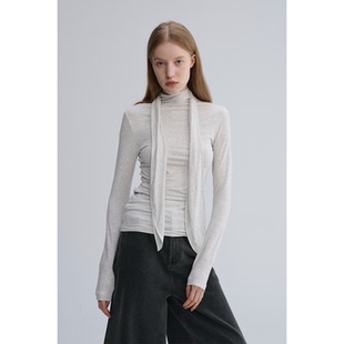 设计感花瓣飘带优雅随性修身 两色 显瘦高领打底 CECILE MAISON