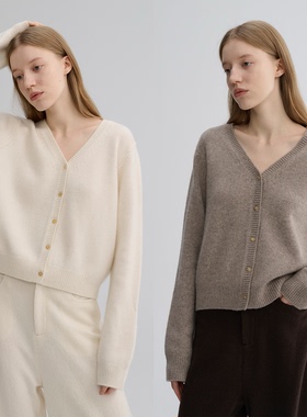 MAISON CECILE 羊绒羊毛亲肤慵懒感温柔精致V领软糯针织小开衫