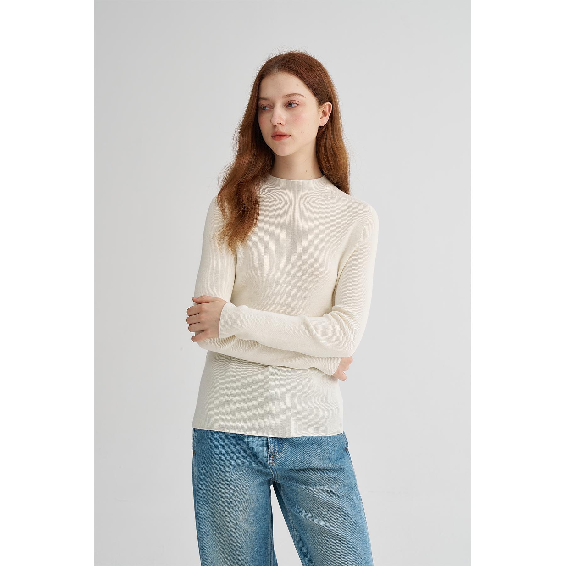 MAISON CECILE经典双股精纺羊毛纱线加厚半高领针织衫