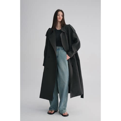 MAISON CECILE 两色|天丝羊毛抗皱垂感松弛廓形双排扣翻领长风衣
