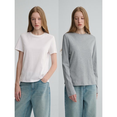 MAISON CECILE 四色|基础好穿显比例纯色百搭圆领正肩T恤