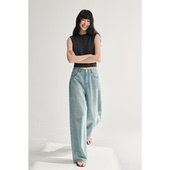 MAISON CECILE夏日浅蓝水洗显比例直筒梨形可穿牛仔长裤