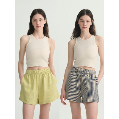 牛油果绿/条纹花苞短裙裤