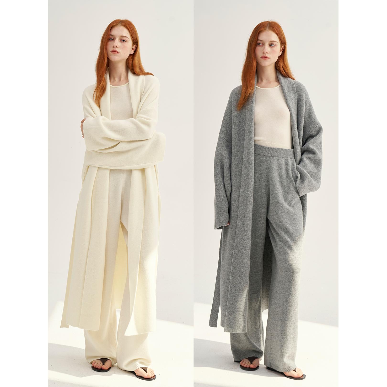 MAISON CECILE重磅织法紧密高克重软糯亲肤浴袍式针织开衫/针织裤