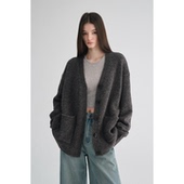 定织纱线软糯松弛绒感羊毛V领廓形针织开衫 MAISON CECILE