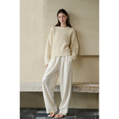 MAISON 子 du家开发冬日白色保暖圈圈羊毛松紧腰裤 CECILE神裤 加色