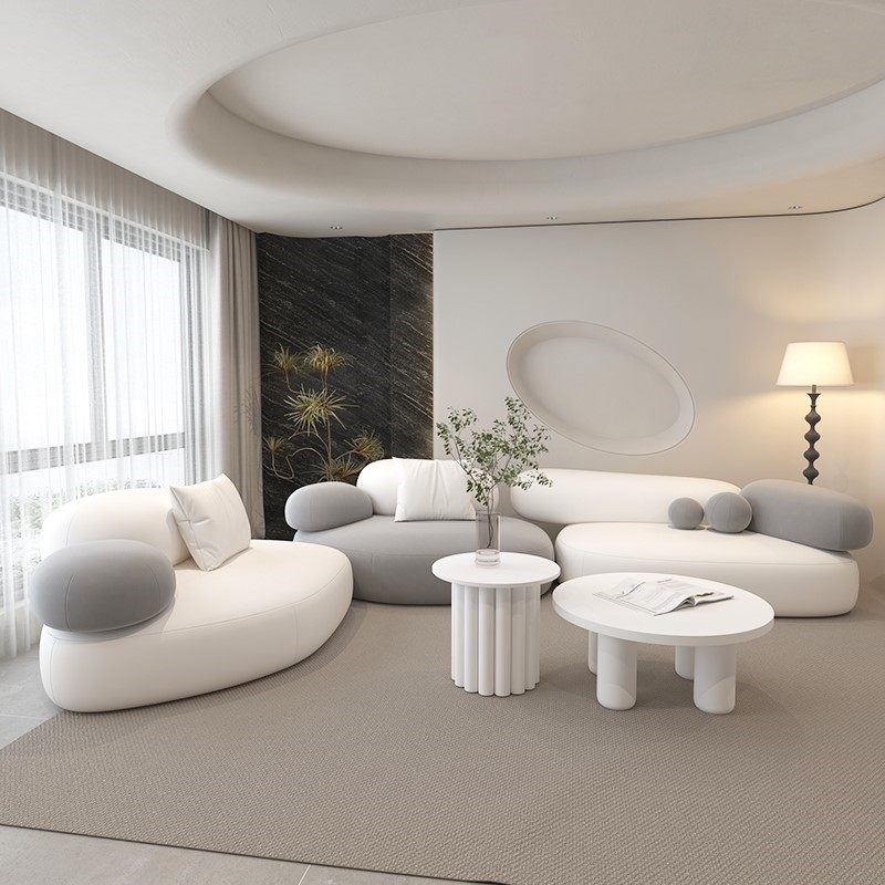 轻奢鹅卵石小户型沙发现代高级民宿异形布艺沙发客厅美容院接待区,住宅家具,布艺沙发,淘宝优惠券,粉丝福利购,淘宝优惠卷