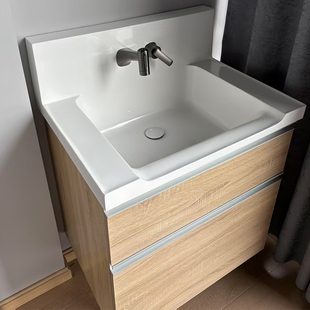 洗漱盆人造石亮光高背一体日式多层实木浴室柜组合百隆抽屉日式