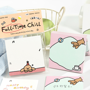 NOTE FOR 100张便签放松才是正经事系列手绘插画便利贴无粘性手账素材拼贴diy打底书写纸商务办公学生文具