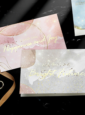简约文艺风烫金折叠贺卡 在光的祝福里 ins风格高级感节日祝福贺卡新年圣诞节感恩卡生日卡感谢卡情人节礼物