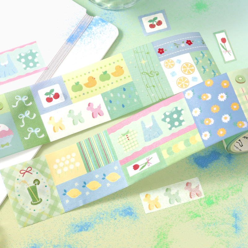小清新文艺碎花插画模切和纸胶带