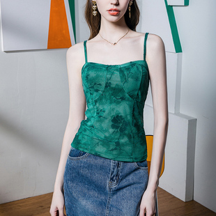 美背春季 植绒提花吊带女修身 时髦绿色时髦百搭背心 新款 2026春季