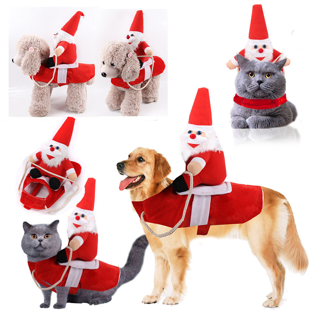 小狗狗猫咪中大型犬圣诞节狗衣服猫装饰骑马装圣诞老人宠物用品