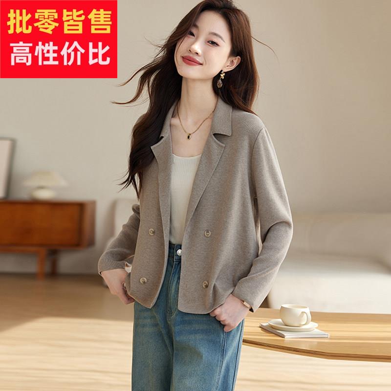 2025春秋新款休闲 小西装外套女韩版西服小个子高级感针织开 衫外