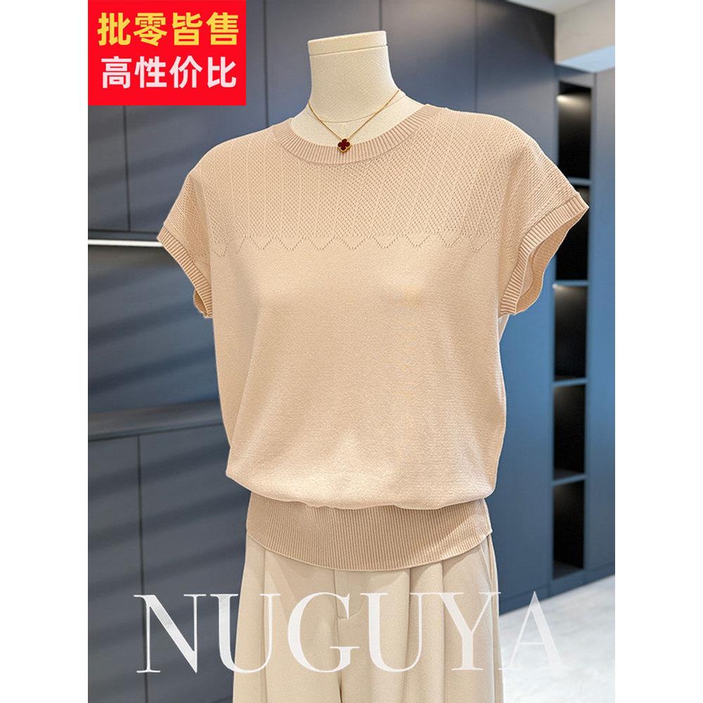 时尚休闲妈妈服毛衣女式短袖夏装新款百搭中老年人小衬衫西式上衣