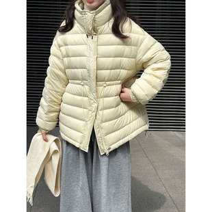 青川ONEWALK/2025冬季新款韩版排骨羽绒服女抽绳收腰显瘦90白鸭绒