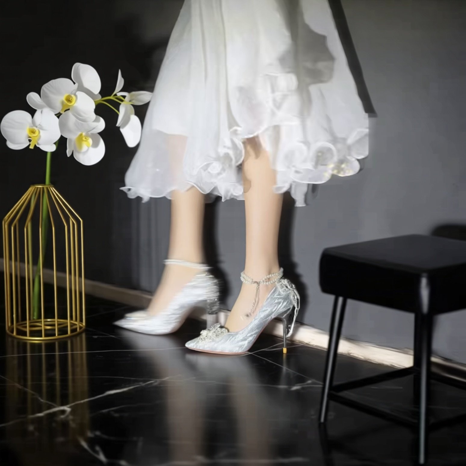 2026新款水晶蝴蝶结公主高跟鞋成人礼银色单鞋女尖头细跟主纱婚鞋,女鞋,婚鞋,淘宝优惠券,粉丝福利购,淘宝优惠卷