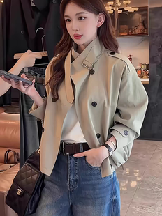 高级感薄款短款风衣外套女款春季2026新款爆款小个子时尚休闲上衣