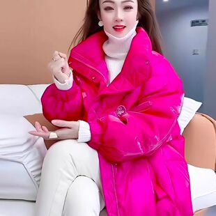 白鸭绒短款羽绒服女2024新款亮面免洗宽松显瘦冬季爆款小个子外套