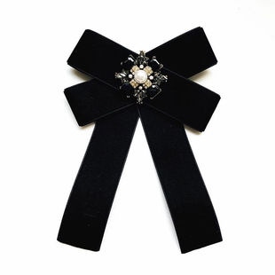 复古黑色丝绒蝴蝶结韩版领口香风英伦装饰学院别针领花领结衬衫