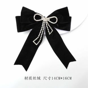 胸针领花配饰品 饰蝴蝶结时尚 领结女复古英伦风衬衫 领口黑色丝绒装