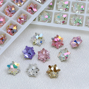 正品东洲水晶美甲尖底雪花钻超闪高品质异形8MM指甲堆钻指甲饰品