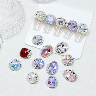 正品东洲水晶美甲饰品肥方K9鸽子蛋堆钻大钻球流行幻彩尖底指甲钻