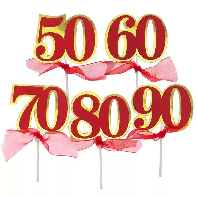 双层红色烫金数字60大寿80岁祝寿生日蛋糕装饰插牌烘焙插件507090,节庆用品/礼品,蛋糕/烘焙装饰用品,淘宝优惠券,粉丝福利购,淘宝优惠卷