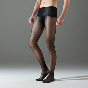 极光丝袜0D超薄透明性感黑丝高密无缝马油高腰油亮丝滑男士 袜 连裤