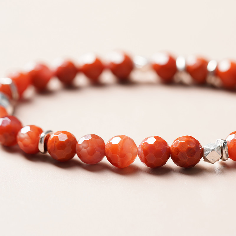 WEISHI 원래 수제 천연 사천 LIANGSHAN 남부 붉은 마노 팔찌 비즈 조디악의 해 여성을위한 깨진 실버 팔찌