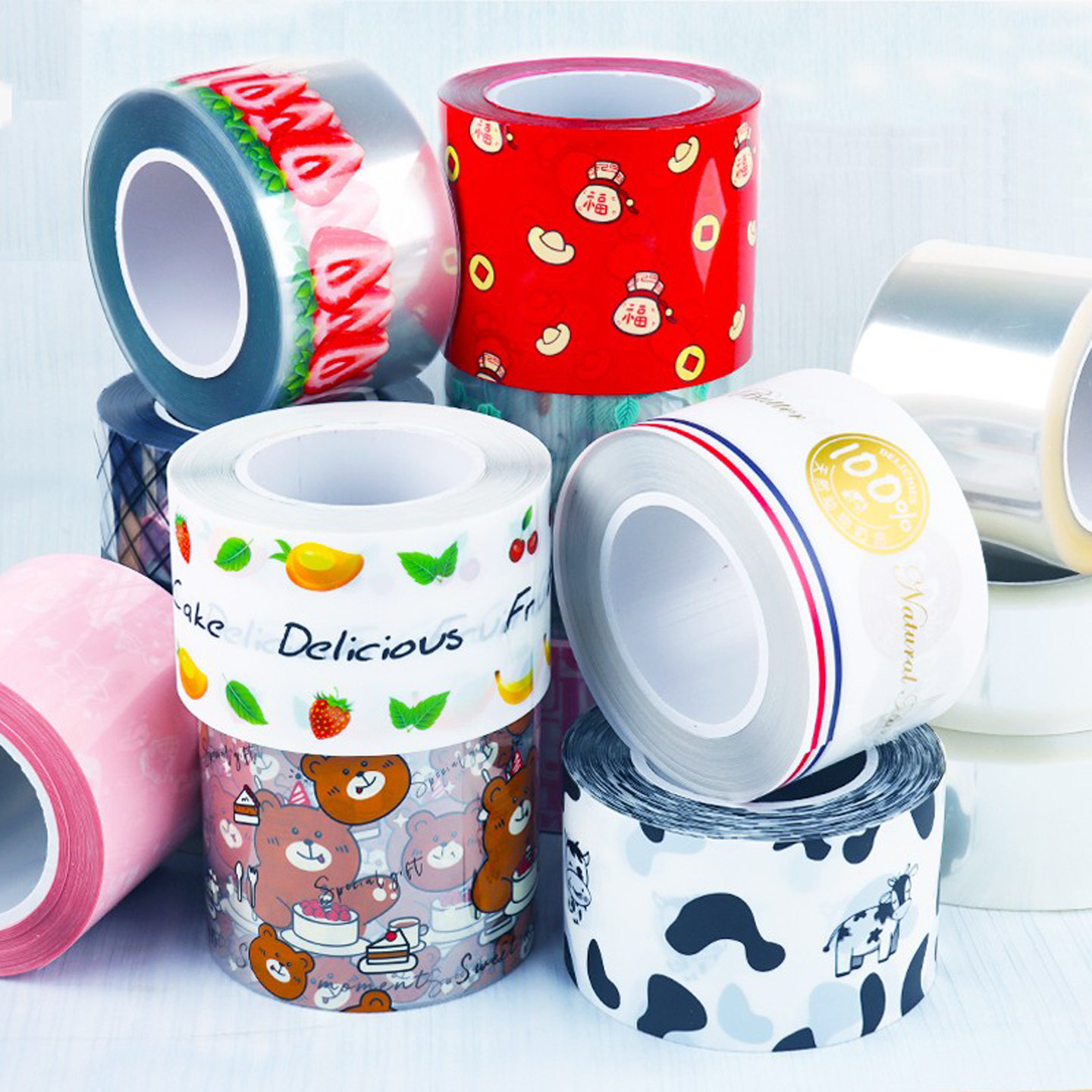 透明硬软围边慕斯蛋糕装饰8/10/12cm西点5/6/8/10寸塑料自粘切块