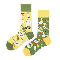 Asymmetrical socks for men and women, AB mid-calf socks, fruit cartoon animals, fun and colorful double socks, street trend sports thumbnail 3