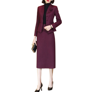 高级感毛呢套装女2025秋冬款气质减龄修身显瘦中长款一步裙两件套